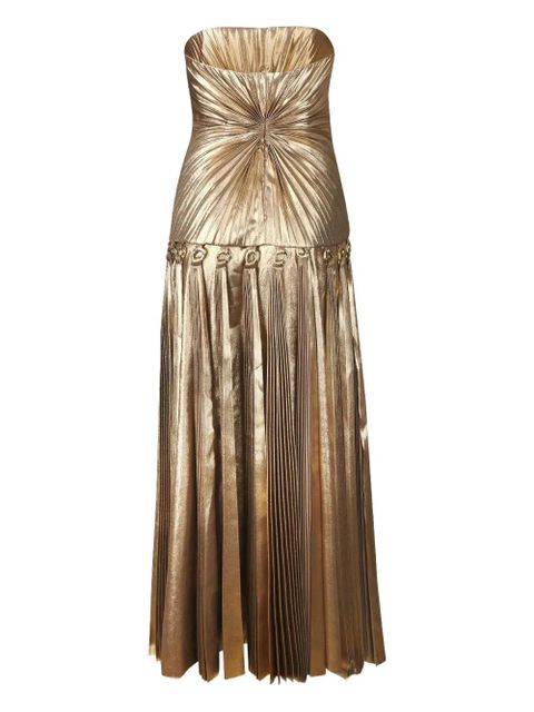 Acler Fintry pleated strapless maxi dress - Gold