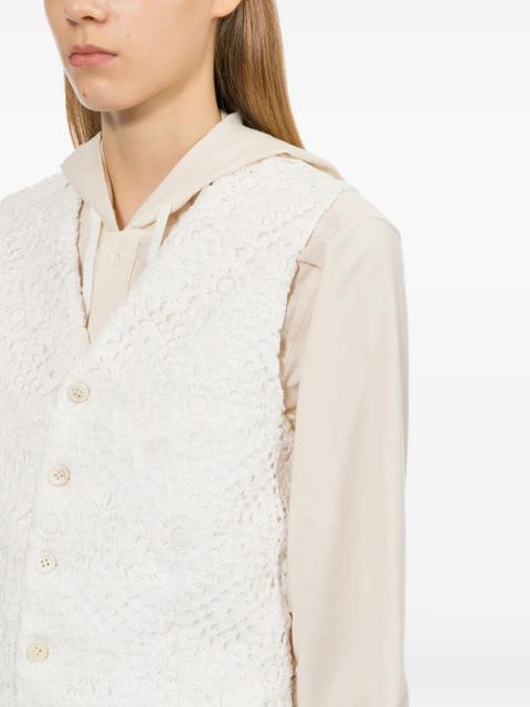 Comme Des Garçons floral-embroidered vest - White
