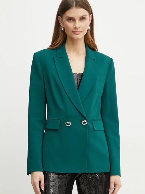 Pinko marynarka kolor zielony dwurzędowa gładka 103890 A21H - zdjęcie produktu nr 1