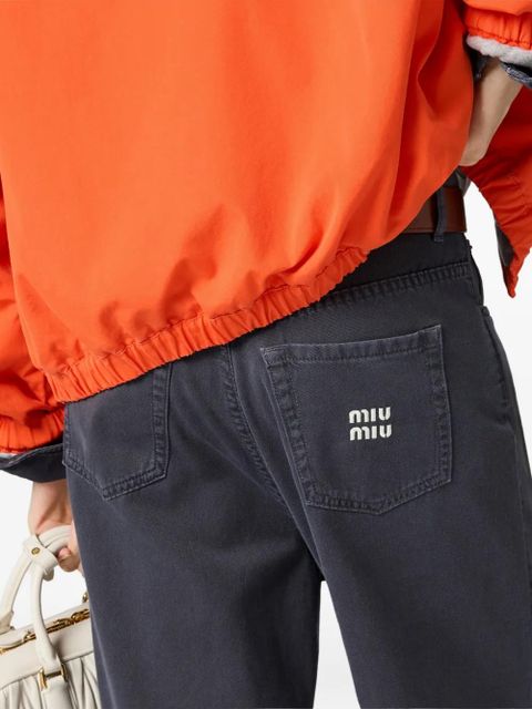 Miu Miu logo-embroidered jeans - Grey