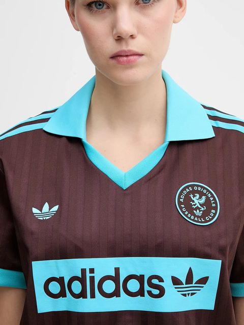 adidas Originals t-shirt Football Tee damski kolor brązowy JY3542