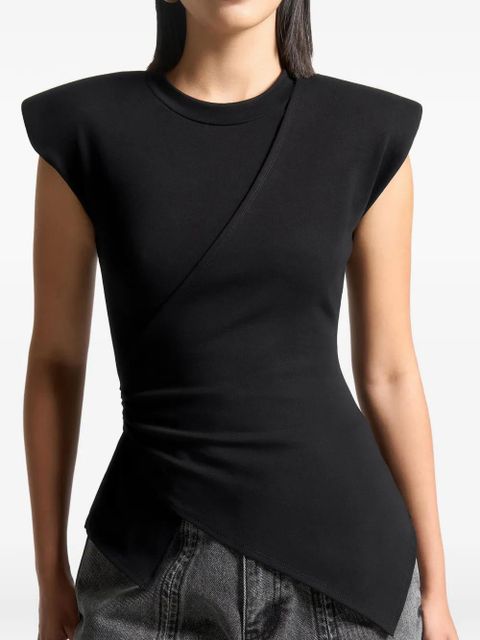 Manière De Voir wide-shoulder ruched-waist top - Black