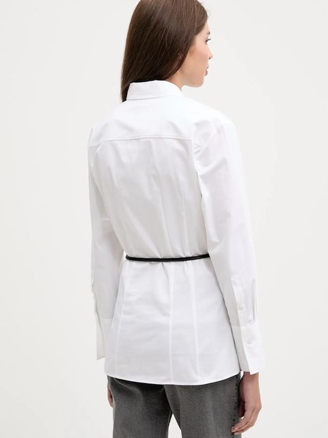 HUGO koszula bawełniana damska kolor biały regular z kołnierzykiem klasycznym 50543364