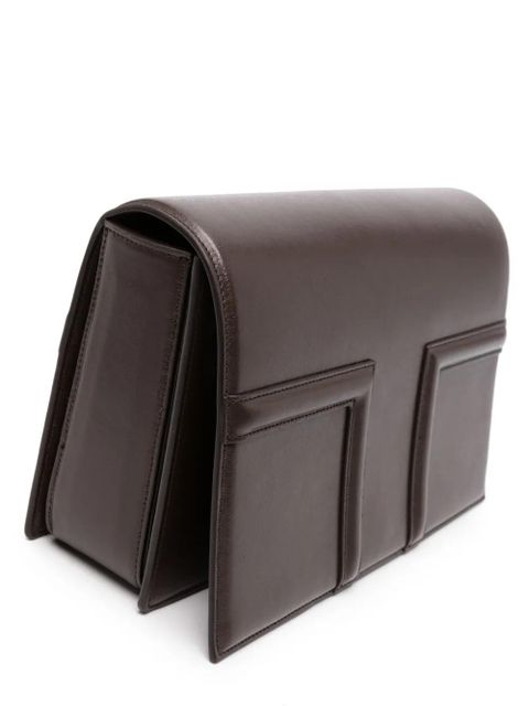 TOTEME T Flap leather crossbody bag - Brown