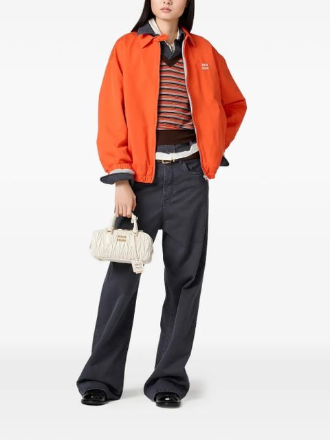 Miu Miu zip-up logo-detail bomber jacket - Orange - zdjęcie produktu nr 2
