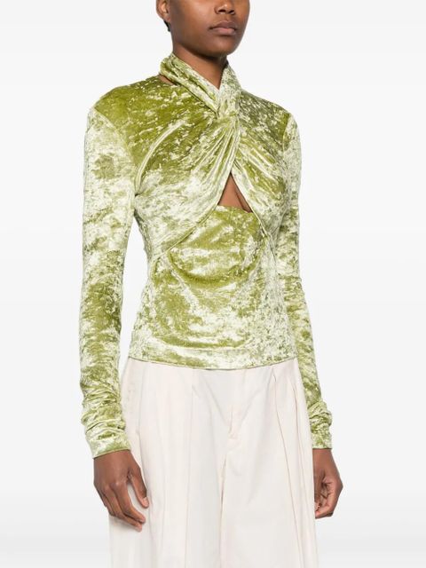 Nanushka Iride twist-detailing velvet top - Green