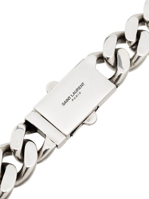 Saint Laurent logo-engraved necklace - Silver