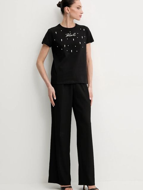 Karl Lagerfeld t-shirt bawełniany damski kolor czarny A2W17120