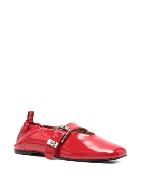 GANNI buckled ballet flats - Red