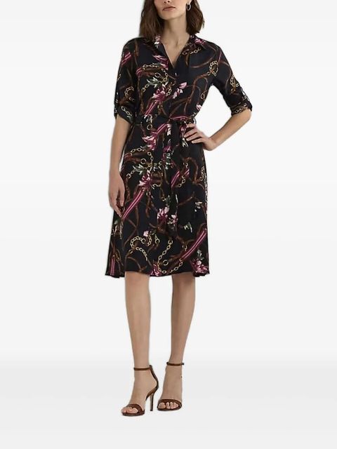 Lauren Ralph Lauren floral-print belted dress - Blue - zdjęcie produktu nr 1