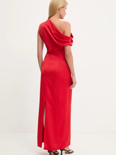 Answear.LAB sukienka kolor czerwony maxi rozkloszowana