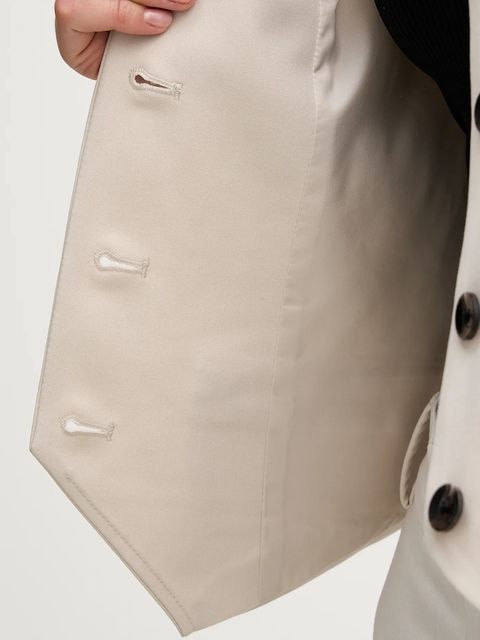 Sisley kamizelka kolor beżowy jednorzędowa 2KVXLJ00U