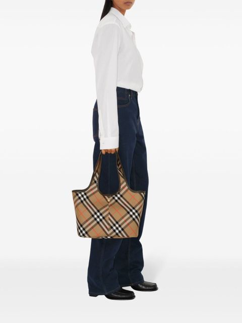 Burberry small check tote bag - Neutrals