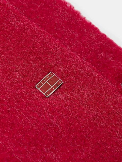 Tommy Jeans szalik z dodatkiem wełny damski kolor różowy gładki AW0AW17903