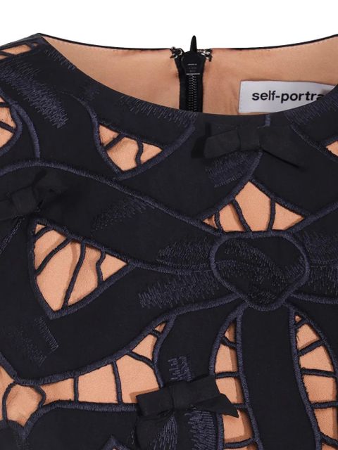 Self-Portrait embroidered mini dress - Blue