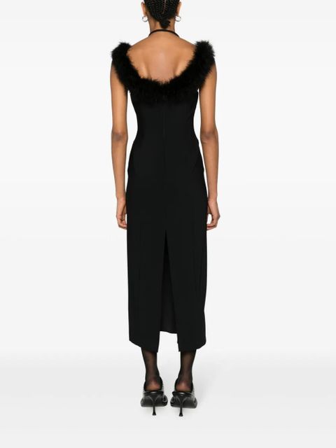 The Attico feather-trim midi dress - Black