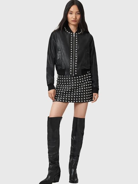 AllSaints kurtka skórzana ORTEN kolor czarny przejściowa W032LD