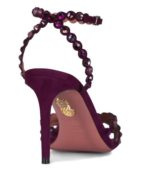 Aquazzura 90mm embellished scalloped-edges heeled sandals - Red