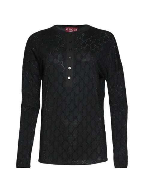 Gucci monogram buttoned T-shirt - Black - zdjęcie produktu nr 1