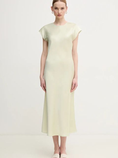 Calvin Klein sukienka kolor beżowy maxi prosta LV044B045G