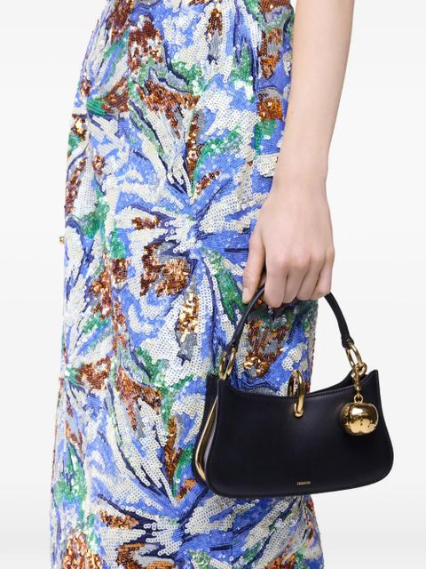 Rabanne micro ring-lock leather shoulder bag - Black