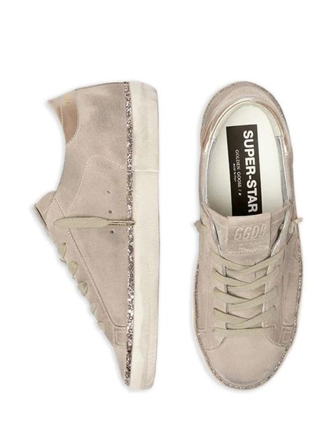 Golden Goose Super-Star glitter-star leather sneakers - Neutrals