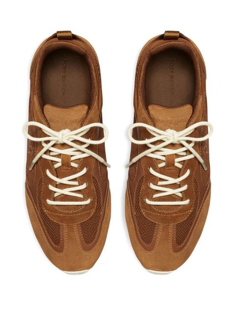 Tory Burch leather mesh panel trainers - Brown