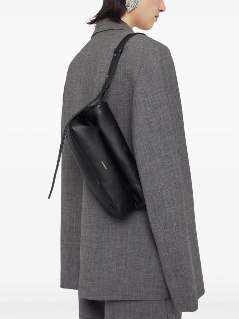 Jil Sander small Rollup leather shoulder bag - Black