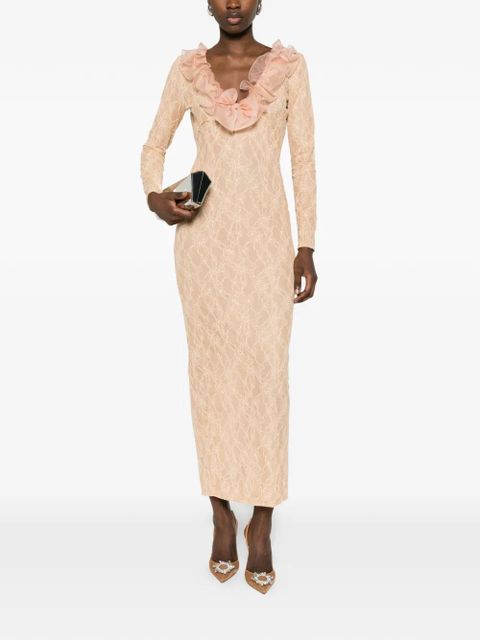 Alessandra Rich ruffled midi dress - Neutrals - zdjęcie produktu nr 2
