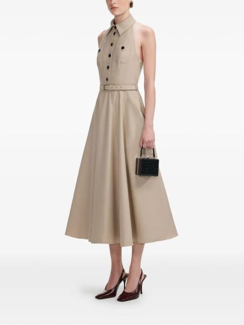 Self-Portrait collared belted mini dress - Neutrals - zdjęcie produktu nr 2