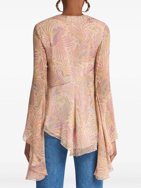 ETRO asymmetric silk top - Neutrals - zdjęcie produktu nr 2
