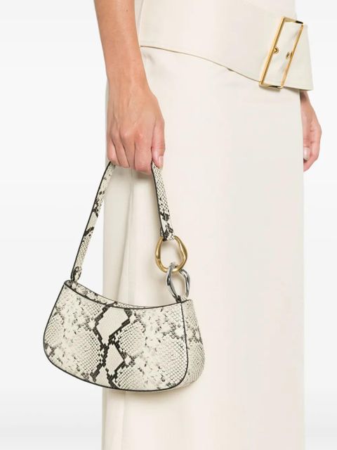 STAUD Ollie snakeskin hardware tote bag - White