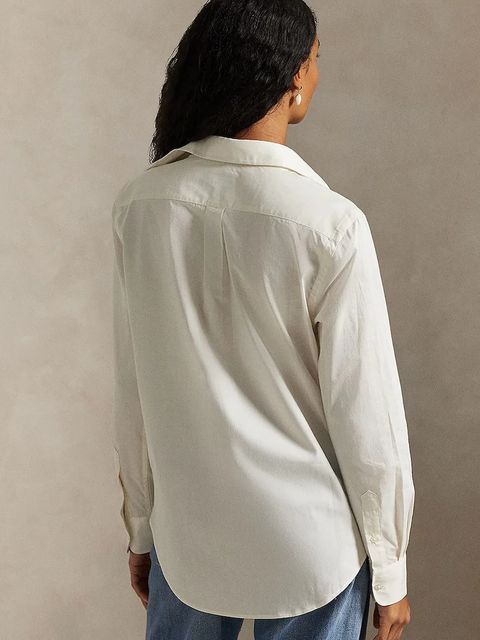 Polo Ralph Lauren koszula bawełniana damska kolor beżowy regular z kołnierzykiem klasycznym 211A92177 - zdjęcie produktu nr 2