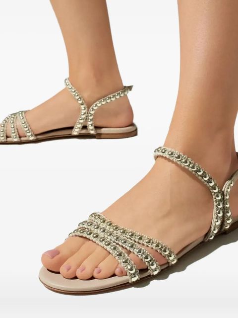 Casadei stud-embellished flat sandals - Neutrals