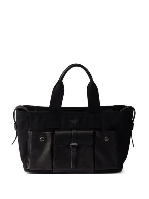 Prada Route large canvas and leather tote bags - Black - zdjęcie produktu nr 1