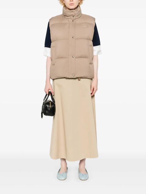 Miu Miu logo-patch down gilet - Brown