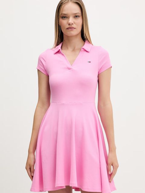 Tommy Jeans sukienka rozkloszowana bawełniana z elastanem - zdjęcie produktu nr 1
