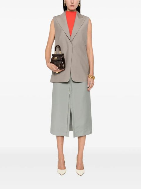 FENDI embroidered-logo midi skirt - Grey