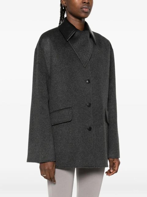 Nanushka contrast-collar wool jacket - Grey