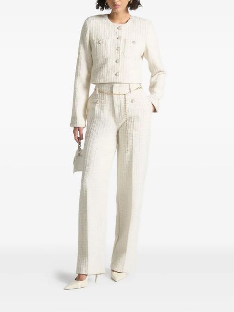 Manière De Voir Celine pearl-embellished cropped tweed jacket - Neutrals