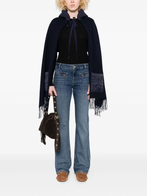 Maje hooded quilted-pocket poncho - Blue