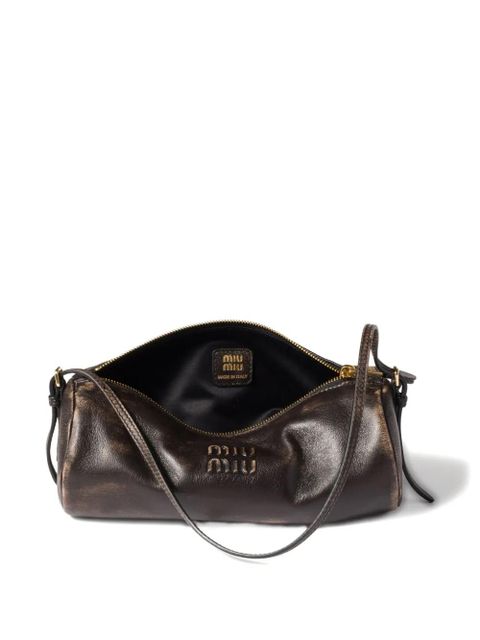 Miu Miu embossed-logo cylinder shoulder bag - Brown - zdjęcie produktu nr 2