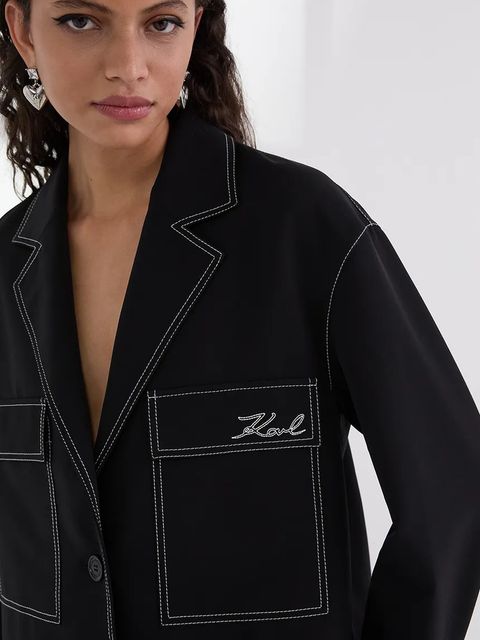 Karl Lagerfeld kurtka jeansowa kolor czarny przejściowa A3W14041