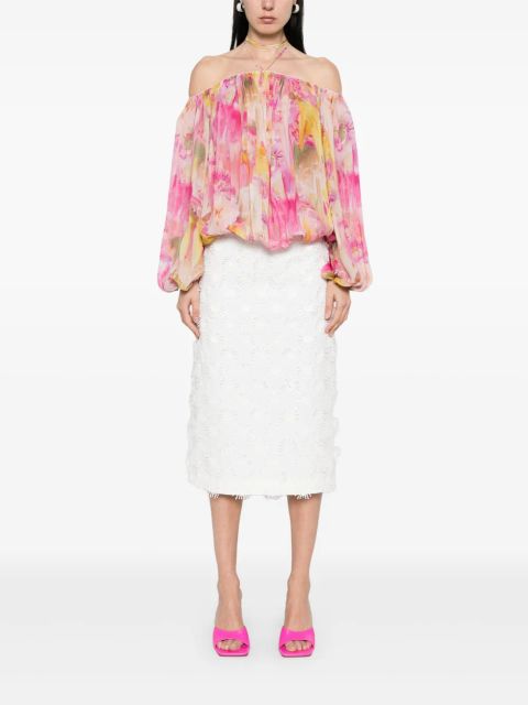 Blumarine floral-print georgette blouse - Pink