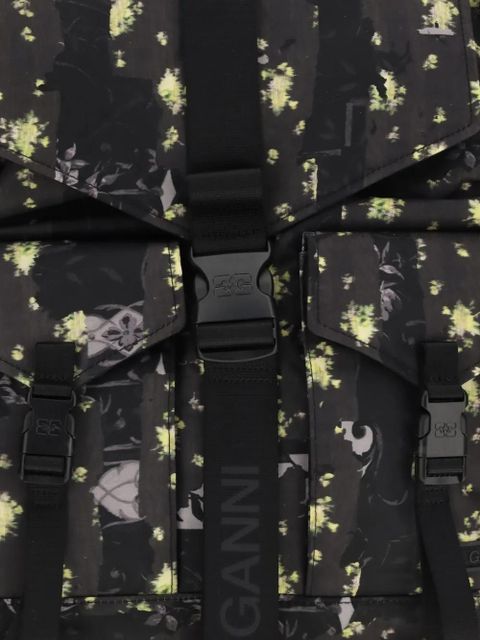 GANNI Re-Tech floral-print backpack - Black