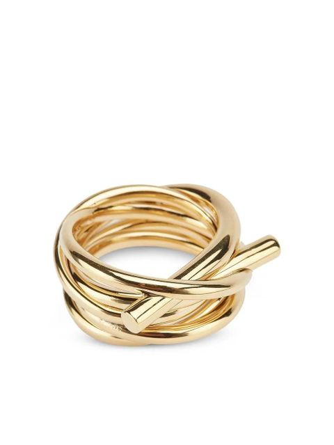 Ferragamo Size 56 Gancini-silhouette chunky ring - Gold