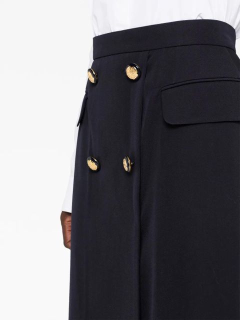 Alexander McQueen pleated wool-blend midi skirt - Blue