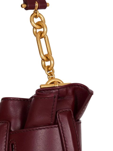 Balmain mini Anthem buckle-embellished calfskin-leather clutch bag - Red - zdjęcie produktu nr 2
