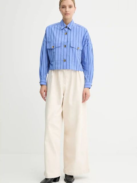 Sessun koszula damska kolor niebieski relaxed z kołnierzykiem klasycznym 25110003