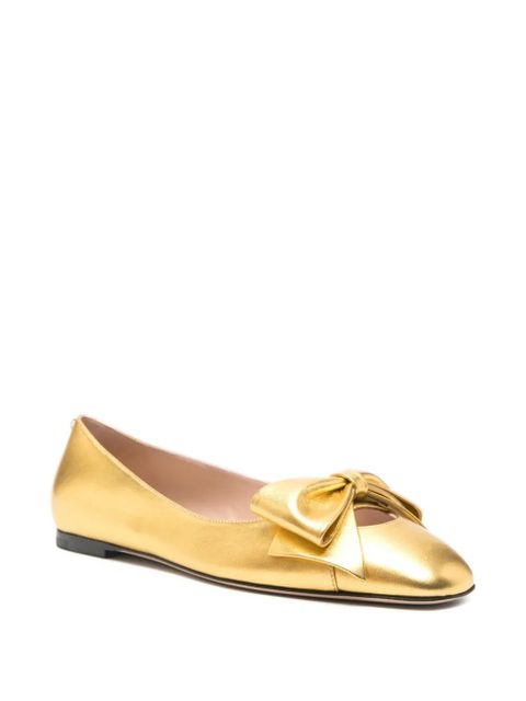 Valentino Garavani bow-embellished leather ballet flats - Gold